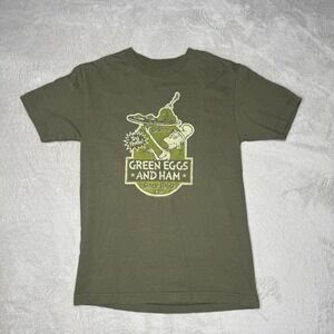 Vintage 2001 Men's Dr Seuss Green Eggs And Ham‎ Shirt Size Small Preowned Flaws
